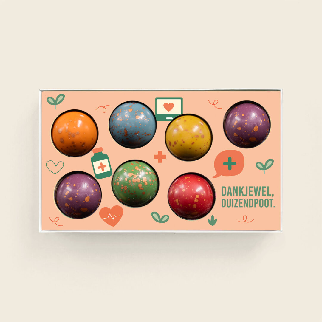 Luxuriöse XL-Pralinen mit köstlicher Füllung zum Thema „Tag der Pflege“ Vielen Dank, Tausendsassa. Tasty Present – personalisierte Schokolade