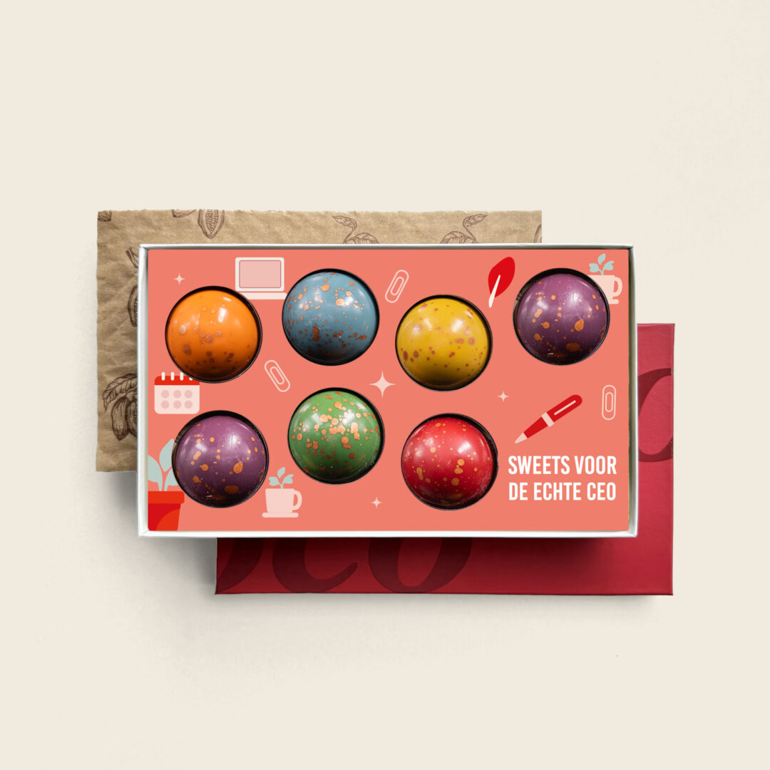Luxuriöse XL-gefüllte Pralinen zum Sekretärinnentag mit Sweets for the CEO-Design. Tasty Present – personalisierte Schokolade