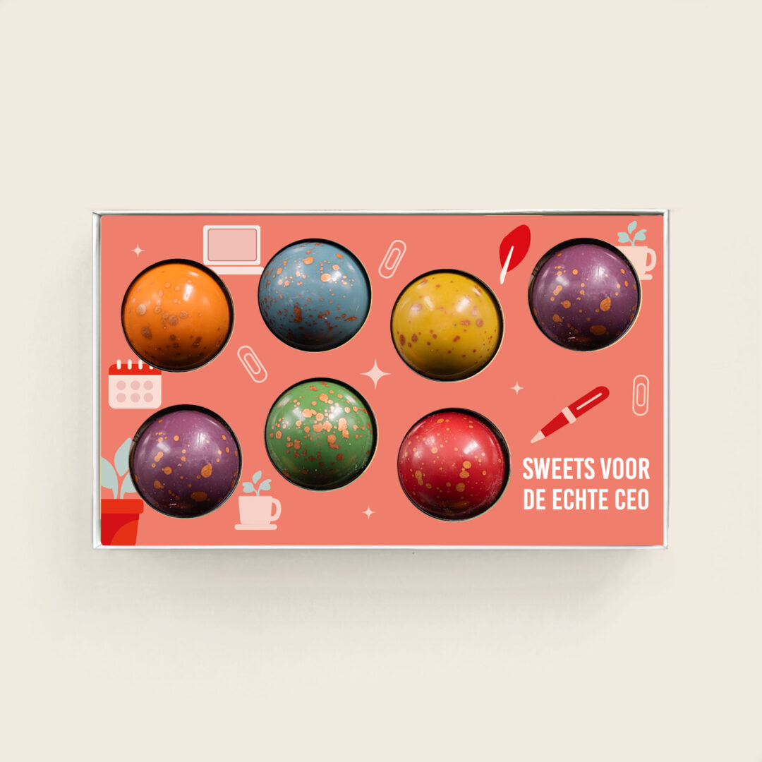 Luxuriöse XL-gefüllte Pralinen zum Sekretärinnentag mit Sweets for the CEO-Design. Tasty Present – personalisierte Schokolade